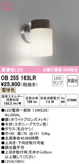 オーデリック　OB255163LR(ランプ別梱)　ブラケットライト 非調光 LEDランプ 電球色 エボニーブラウン