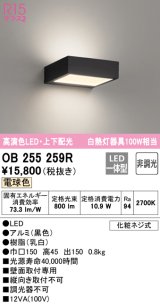 オーデリック　OB255259R　ブラケットライト 非調光 LED一体型 電球色 上下配光 ブラック