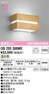 オーデリック OB255389WR(ランプ別梱) ブラケットライト 非調光 LED 温白色 高演色LED R15 ナチュラル