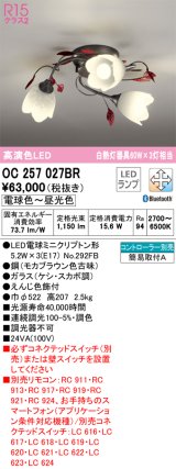 オーデリック　OC257027BR　シャンデリア 調光 調色 Bluetooth コントローラー別売 LEDランプ 電球色〜昼光色