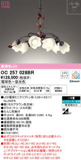 オーデリック　OC257028BR　シャンデリア 6畳 調光 調色 Bluetooth コントローラー別売 LEDランプ 電球色〜昼光色