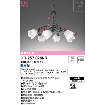 画像1: オーデリック　OC257028NR(ランプ別梱)　シャンデリア 6畳 非調光 LEDランプ 昼白色