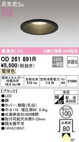 オーデリック　OD261891R　ダウンライト LED一体型 非調光 電球色 高気密SB 埋込穴φ100 ブラック