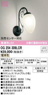 オーデリック　OG254309LCR　エクステリア ポーチライト LEDランプ 電球色 防雨型 マットブラック