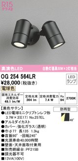 オーデリック　OG254564LR　エクステリア スポットライト LEDランプ 電球色 防雨型 黒色サテン