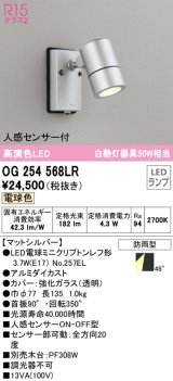 オーデリック　OG254568LR　エクステリア スポットライト LEDランプ 電球色 人感センサー付 防雨型 マットシルバー