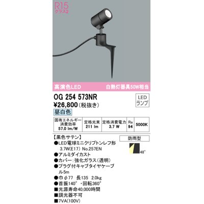 画像1: オーデリック　OG254573NR(ランプ別梱)　エクステリア スポットライト LEDランプ 昼白色 防雨型 黒色サテン