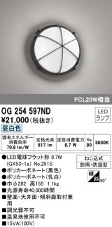 オーデリック　OG254597ND(ランプ別梱)　エクステリアポーチライト LED電球フラット形 昼白色 FCL20W相当