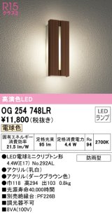 オーデリック　OG254748LR(ランプ別梱)　エクステリア ポーチライト LEDランプ 電球色 防雨型 ダークブラウン