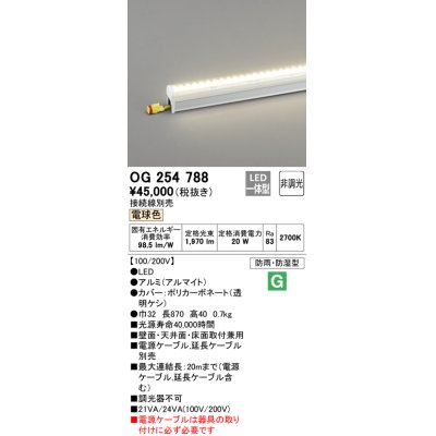 画像1: オーデリック　OG254788　間接照明 LED一体型 非調光 電球色 接続線別売 防雨・防湿型 L900タイプ