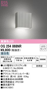 オーデリック　OG254868NR(ランプ別梱)　エクステリア ポーチライト LEDランプ 昼白色 防雨型 マットシルバー