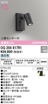 オーデリック OG254917R1 エクステリア スポットライト LED一体型 昼白色 高演色LED R15 人感センサー付 防雨型 ブラック