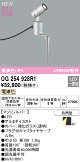 オーデリック OG254928R1 エクステリア スポットライト LED一体型 電球色 高演色LED R15 防雨型 マットシルバー