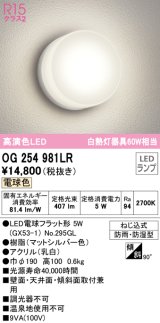 オーデリック　OG254981LR(ランプ別梱)　エクステリア ポーチライト LEDランプ 電球色 防雨・防湿型 マットシルバー