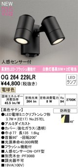 オーデリック OG264229LR(ランプ別梱) エクステリア スポットライト LED 電球色 高演色LED R15 人感センサー付 フラッシュ機能付 防雨型 ブラック