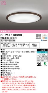 オーデリック　OL251120BCR　シーリングライト 10畳 調光 調色 Bluetooth リモコン別売 LED一体型 電球色〜昼光色 エボニーブラウン [♭]