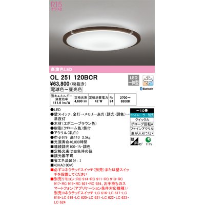 画像1: オーデリック　OL251120BCR　シーリングライト 10畳 調光 調色 Bluetooth リモコン別売 LED一体型 電球色〜昼光色 エボニーブラウン [♭]