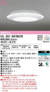 オーデリック　OL251597BCR　シーリングライト 12畳 調光 調色 Bluetooth リモコン別売 LED一体型 電球色〜昼光色 [♭]