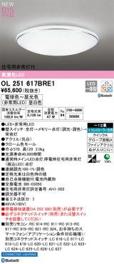 オーデリック OL251617BRE1 シーリングライト 12畳 調光調色 Bluetooth リモコン別売 LED一体型 電球色〜昼光色 高演色LED R15 住宅用非常灯付