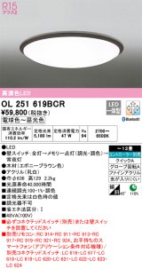 オーデリック　OL251619BCR　シーリングライト 12畳 調光 調色 Bluetooth リモコン別売 LED一体型 電球色〜昼光色 エボニーブラウン [♭]