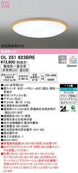 オーデリック　OL251623BRE　シーリングライト 12畳 調光 調色 Bluetooth コントローラー別売 LED一体型 電球色〜昼光色 住宅用非常灯付 ナチュラル