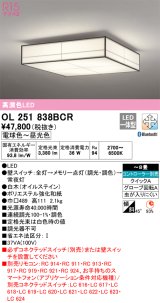 オーデリック　OL251838BCR　シーリングライト 8畳 調光 調色 和風 Bluetooth リモコン別売 LED一体型 電球色〜昼光色 白木(オイルステイン) [♭]