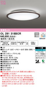 オーデリック　OL291318BCR　シーリングライト 10畳 調光 調色 Bluetooth リモコン別売 LED一体型 電球色〜昼光色 エボニーブラウン [♭]