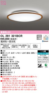 オーデリック　OL291321BCR　シーリングライト 12畳 調光 調色 Bluetooth リモコン別売 LED一体型 電球色〜昼光色 チェリー [♭]