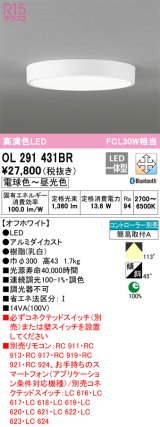 オーデリック　OL291431BR　シーリングライト 調光 調色 Bluetooth コントローラー別売 LED一体型 電球色〜昼光色 オフホワイト