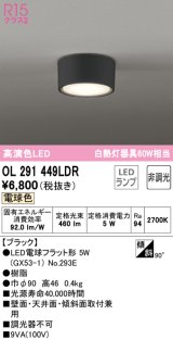 オーデリック　OL291449LDR(ランプ別梱)　シーリングライト 非調光 LEDランプ 電球色 ブラック