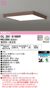 オーデリック　OL291519BR　シーリングライト 12畳 調光 調色 Bluetooth コントローラー別売 LED一体型 電球色〜昼光色 木調ウォールナット