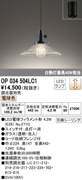 オーデリック　OP034504LC1　ペンダントライト 調光 調光器別売 LEDランプ 電球色 フレンジタイプ