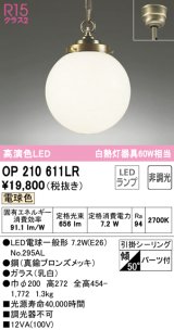 オーデリック　OP210611LR　ペンダントライト 非調光 LEDランプ 電球色 フレンジタイプ