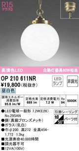 オーデリック　OP210611NR(ランプ別梱)　ペンダントライト 非調光 LEDランプ 昼白色 フレンジタイプ