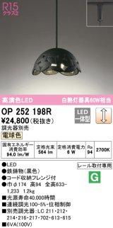 オーデリック　OP252198R　ペンダントライト 調光 調光器別売 LED一体型 電球色 プラグタイプ ブラック