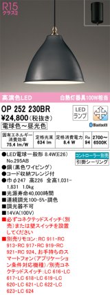 オーデリック　OP252230BR　ペンダントライト 調光 調色 Bluetooth コントローラー別売 LEDランプ 電球色〜昼光色 フレンジタイプ ブラック