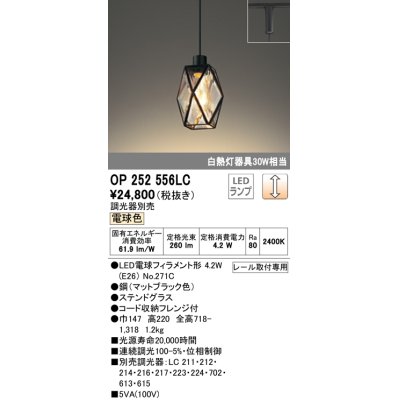 画像1: オーデリック　OP252556LC(ランプ別梱)　ペンダントライト LED電球フィラメント形 調光 プラグ 電球色 調光器別売 [♭]