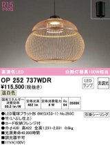 オーデリック　OP252737WDR(ランプ別梱)　ペンダントライト 非調光 和風 LEDランプ 温白色 フレンジタイプ 竹