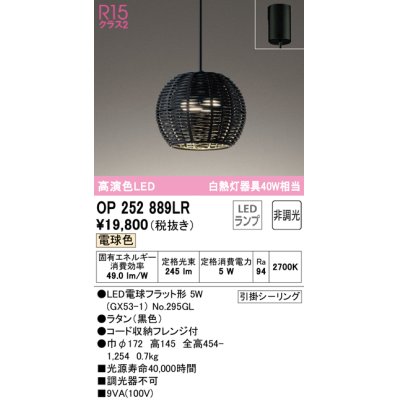 画像1: オーデリック　OP252889LR(ランプ別梱)　ペンダントライト 非調光 LEDランプ 電球色 フレンジタイプ 黒色