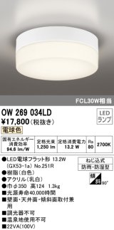 オーデリック　OW269034LD(ランプ別梱)　エクステリアポーチライト LED電球フラット形 電球色 防雨・防湿型 白色