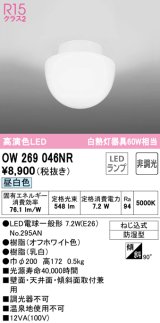 オーデリック　OW269046NR(ランプ別梱)　バスルームライト 非調光 LEDランプ 昼白色 防雨型 オフホワイト