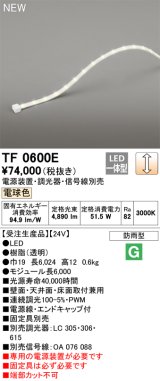 オーデリック TF0600E 間接照明 テープライト 長6000 調光(調光器別売) 電源装置・信号線別売 LED一体型 電球色 防雨型 受注生産 [§]