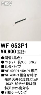 オーデリック WF653P1 シーリングファン 部材 延長パイプ 長300 ブラック