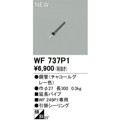 画像1: オーデリック WF737P1 シーリングファン 部材 延長パイプ 長300 チャコールグレー