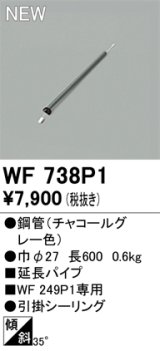 オーデリック WF738P1 シーリングファン 部材 延長パイプ 長600 チャコールグレー