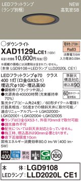 パナソニック XAD1129LCE1(ランプ別梱) ダウンライト 埋込穴φ100 LED(電球色) 天井埋込型 高気密SB形 集光24度 LEDランプ交換型 ブラック