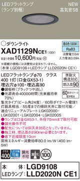 パナソニック XAD1129NCE1(ランプ別梱) ダウンライト 埋込穴φ100 LED(昼白色) 天井埋込型 高気密SB形 集光24度 LEDランプ交換型 ブラック