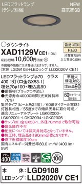 パナソニック XAD1129VCE1(ランプ別梱) ダウンライト 埋込穴φ100 LED(温白色) 天井埋込型 高気密SB形 集光24度 LEDランプ交換型 ブラック