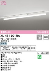 オーデリック　XL451001RA　ベースライト 非調光 LED一体型 昼光色 レール取付型 オフホワイトプラグ 受注生産品 [§]