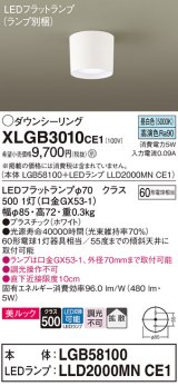 パナソニック　XLGB3010CE1(ランプ別梱)　ダウンシーリング LED(昼白色) 天井直付型 美ルック 拡散タイプ ホワイト